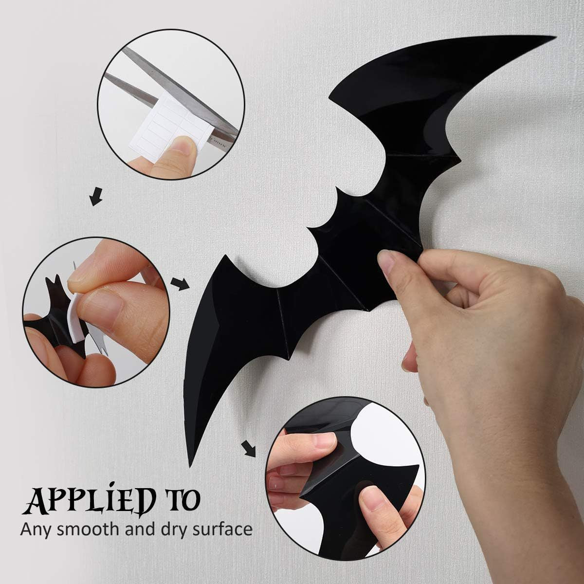 Halloween Decorations Black Bat stick 3D  Bat and Spider party decoration scene cloth Wall sticker