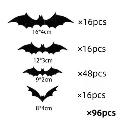 Halloween Decorations Black Bat stick 3D  Bat and Spider party decoration scene cloth Wall sticker