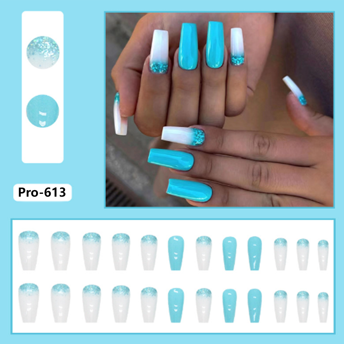 [Buy 6 Get 2]Promakepro Mid-Length 601-624 Press On Nails 24PCS/Sets Unique Design High Quality Reusable