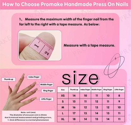 Promake Luxury - Custom Design -Handmade Press On Nails 10PCS Reuseable Nails wtih Nail tools