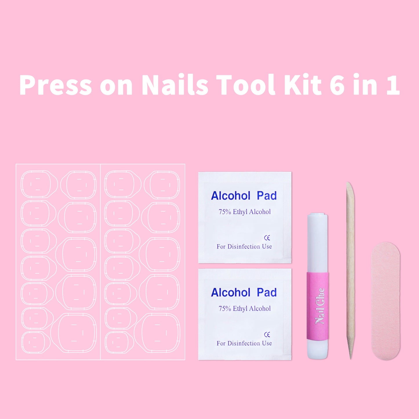 [On Sale Lucky Scoop] Promake Handmade Press on Nails Boxes 10PCS Reuseable Nails wtih Nail tools
