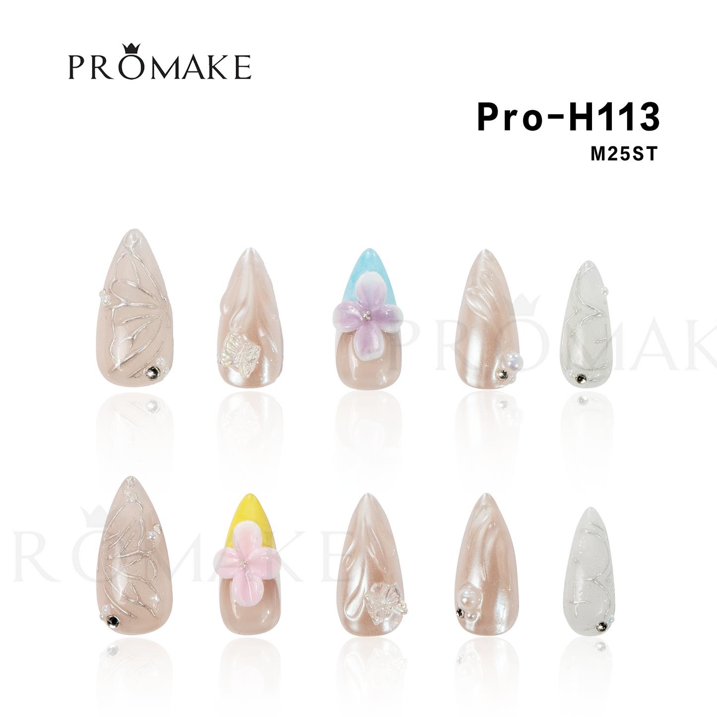 [New Arrival] Promake Luxury Carving Design-  H113 -H388 Handmade Press On Nails 10PCS Reuseable Nails wtih Nail tools