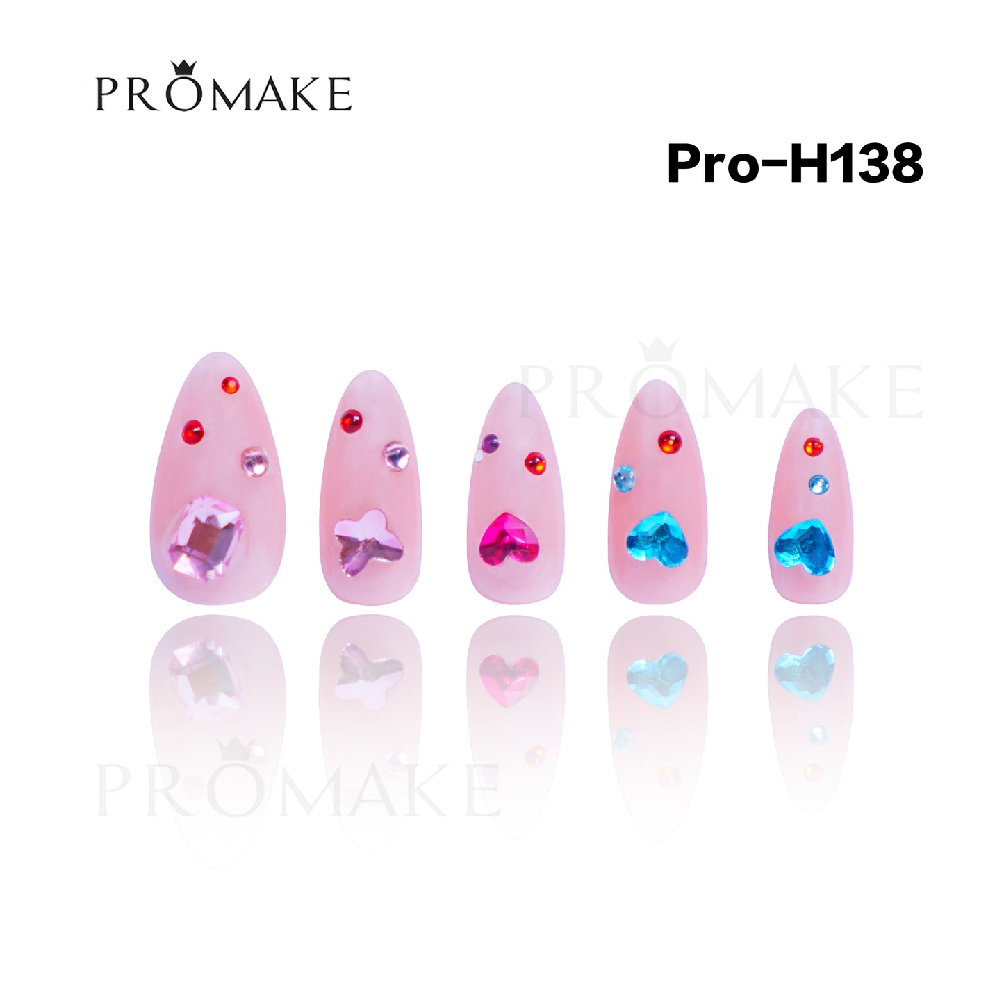 Promake Luxury - Mid-Length H121-H140 - Handmade Press On Nails 10PCS Reuseable Nails wtih Nail tools