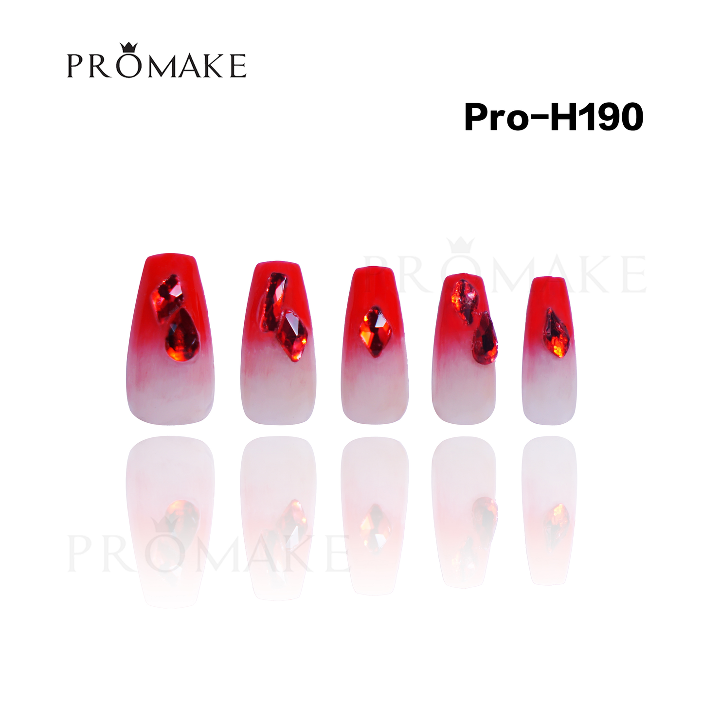 Promake Luxury French Tips Press on Nails Medium Length 25-28mm two part