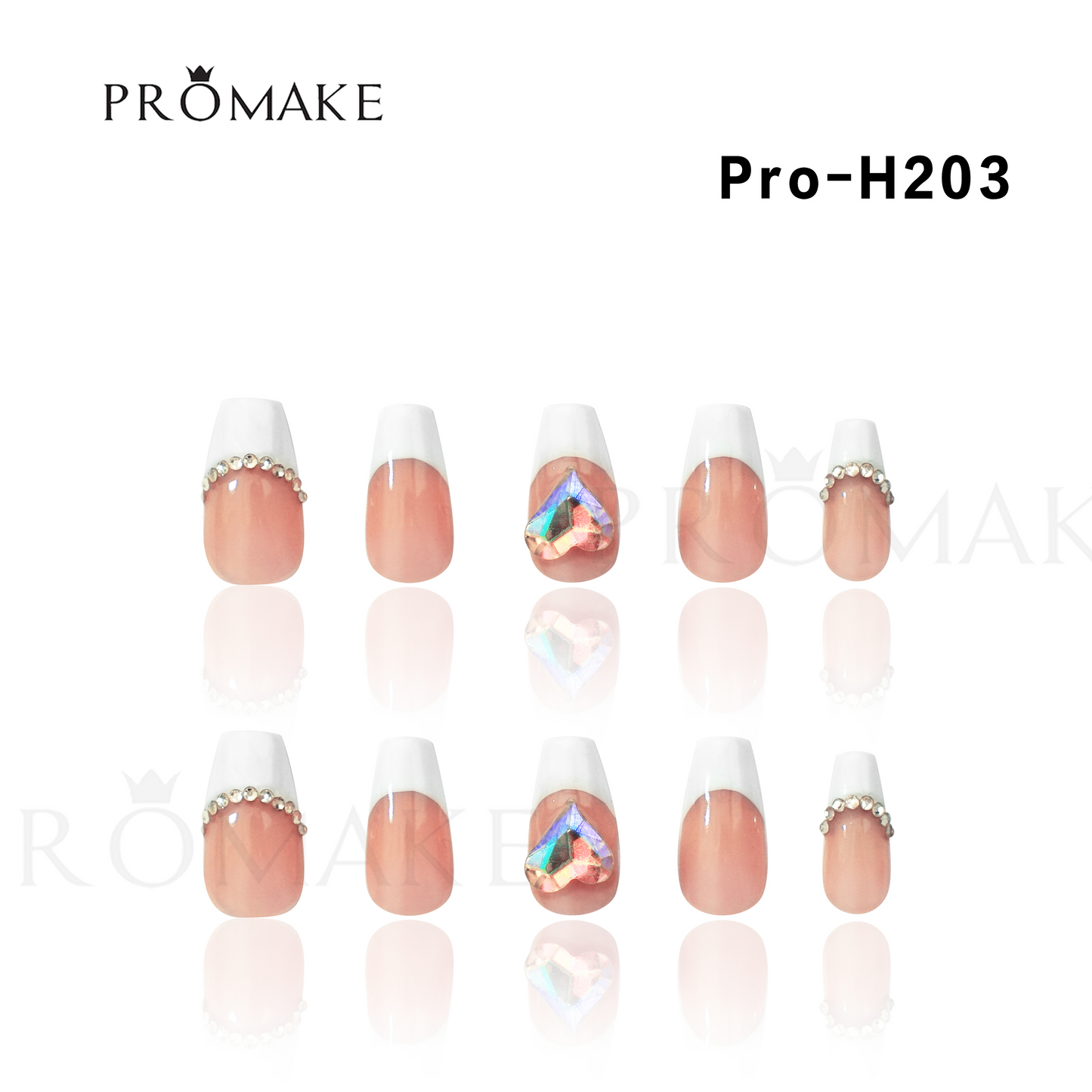 Promake Luxury French Tips Press on Nails Medium Length 25-28mm two part
