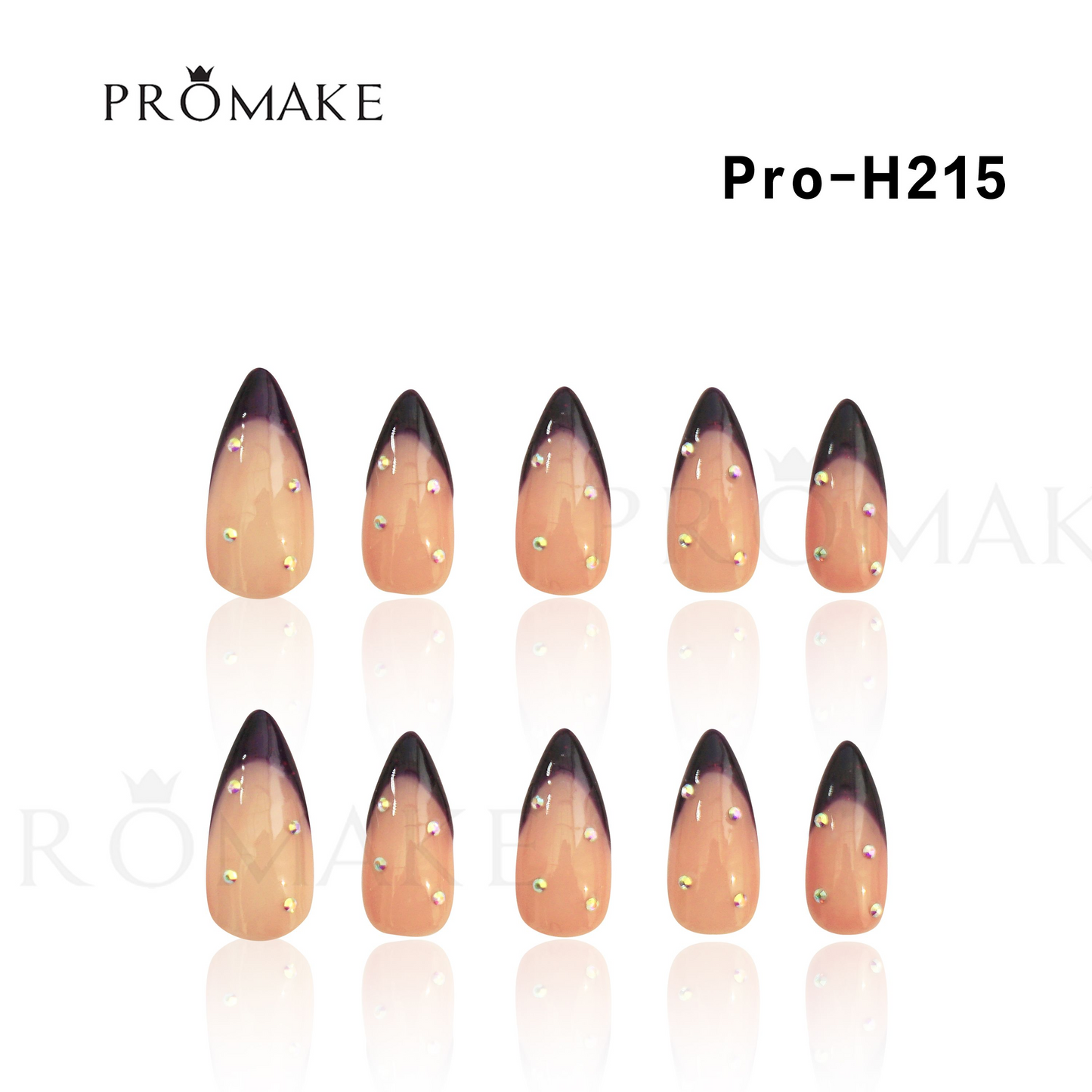 Promake Luxury French Tips Press on Nails Medium Length 25-28mm two part