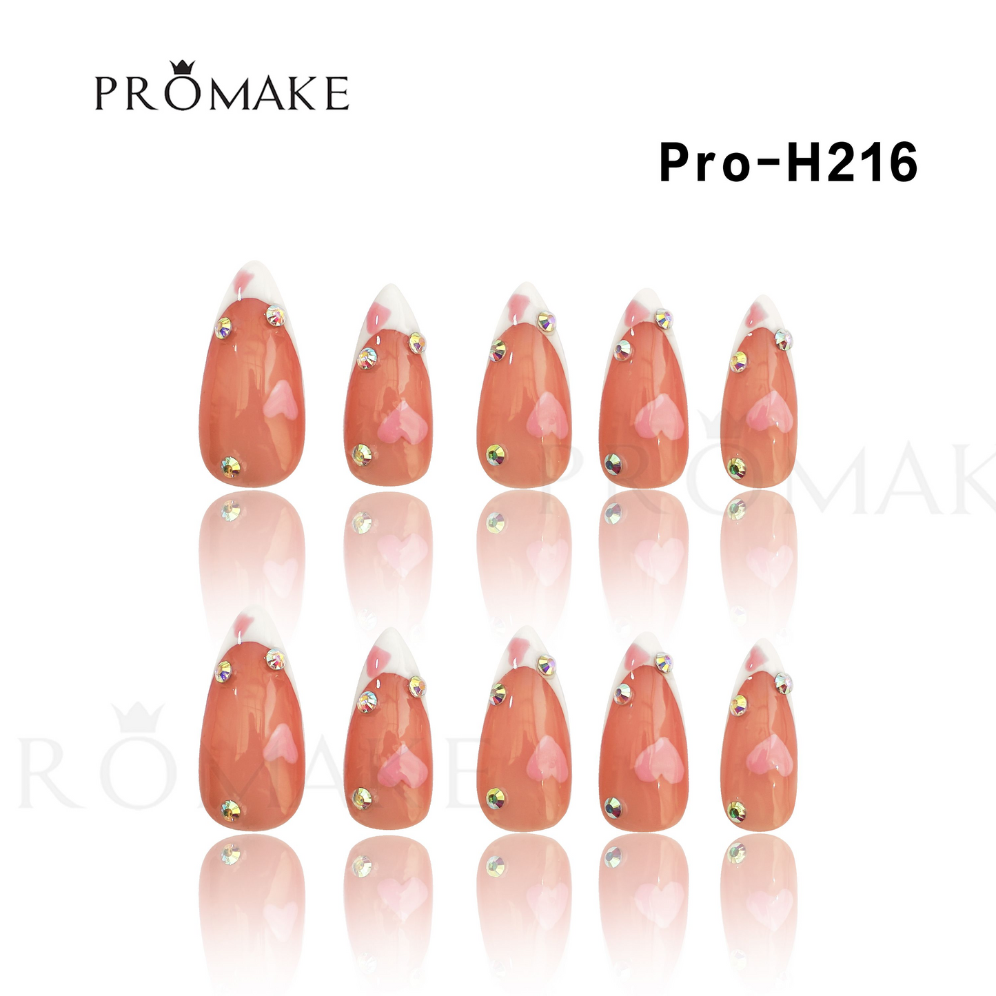 Promake Luxury French Tips Press on Nails Medium Length 25-28mm two part