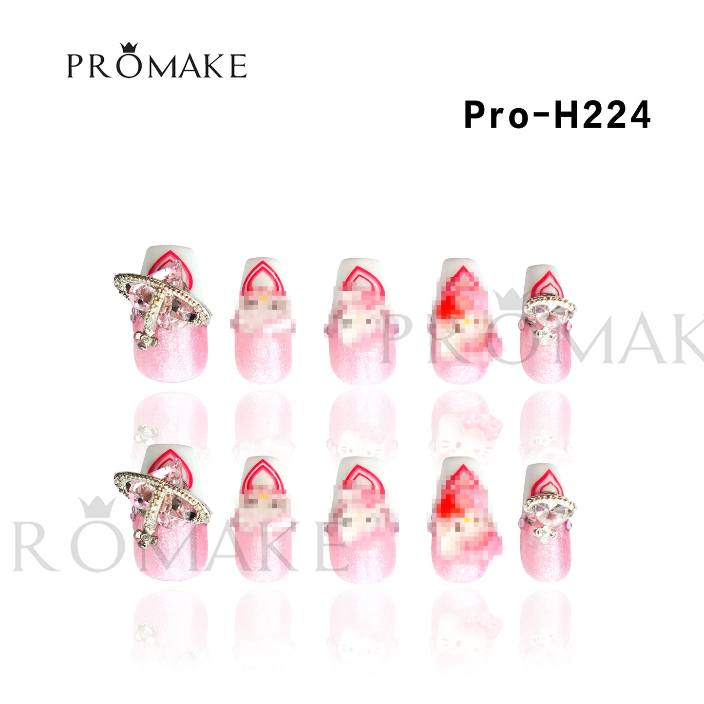 [New Arrival] Promake Luxury - Mid-Length H221-H240 - Handmade Press On Nails 10PCS Reuseable Nails wtih Nail tools