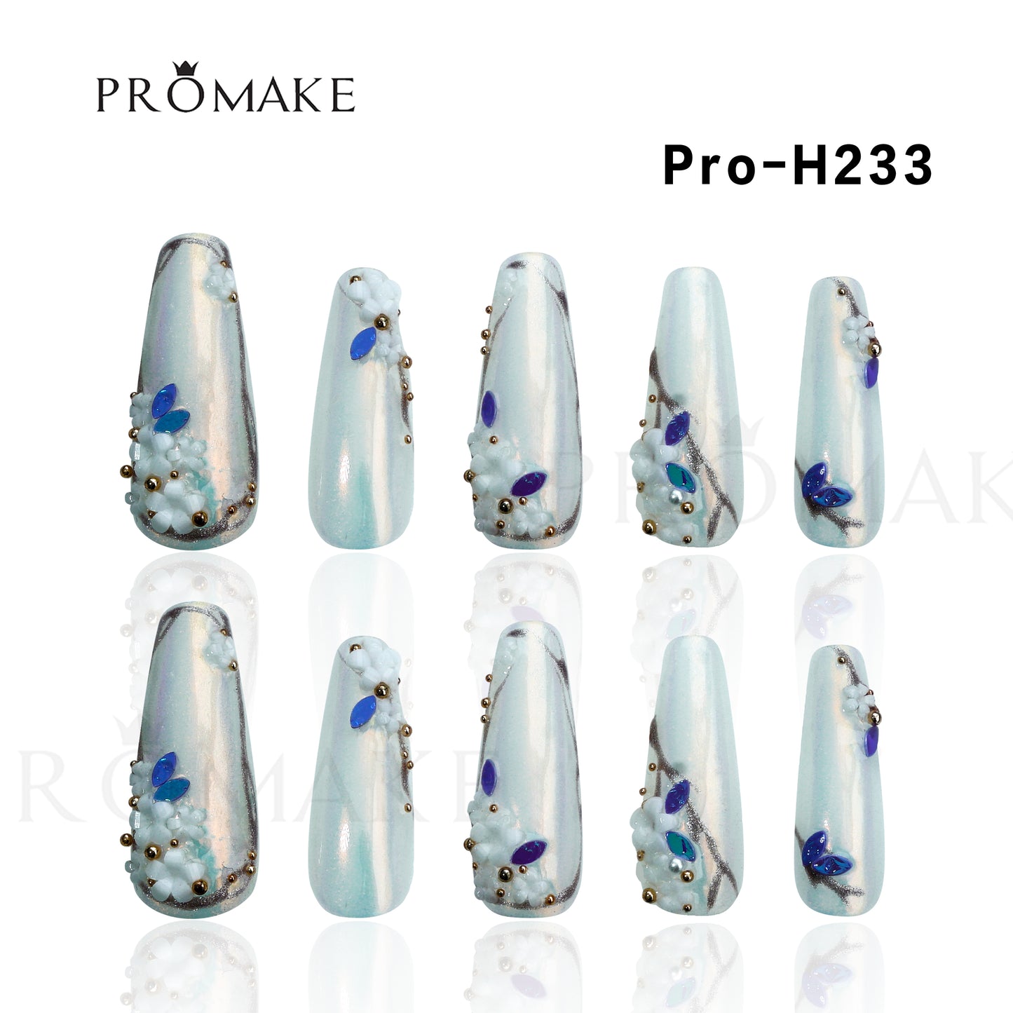 [New Arrival] Promake Luxury - Mid-Length H221-H240 - Handmade Press On Nails 10PCS Reuseable Nails wtih Nail tools