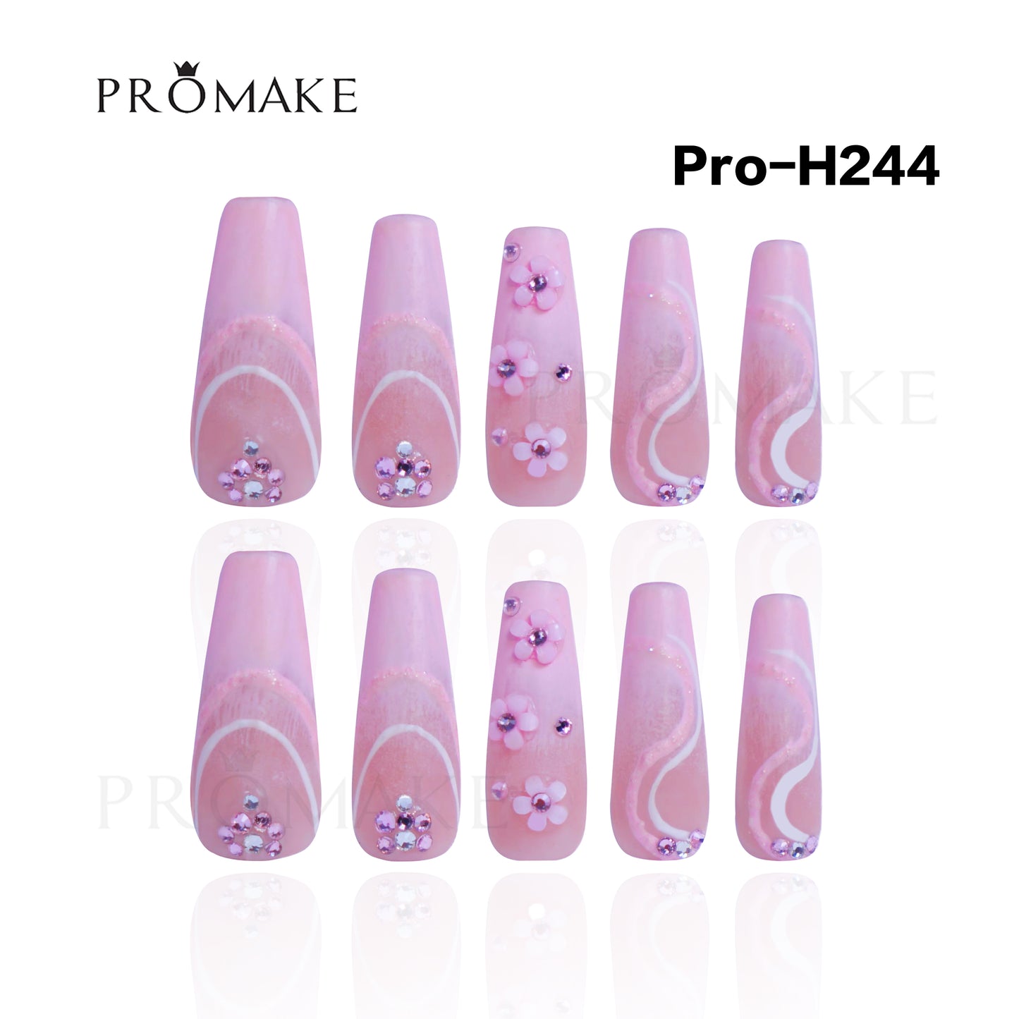 Promake SuperLuxury - H235-H273 - Custom Handmade Press On Nails 10PCS Reuseable Nails wtih Nail tools