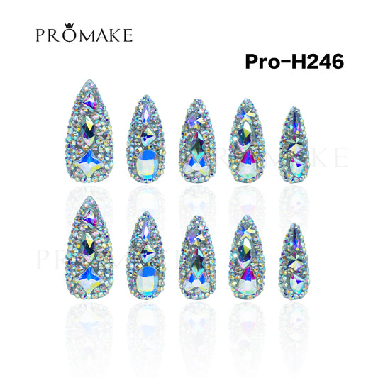 Promake Luxury - Mid-Length H246-H272 - Handmade Press On Nails 10PCS Reuseable Nails wtih Nail tools