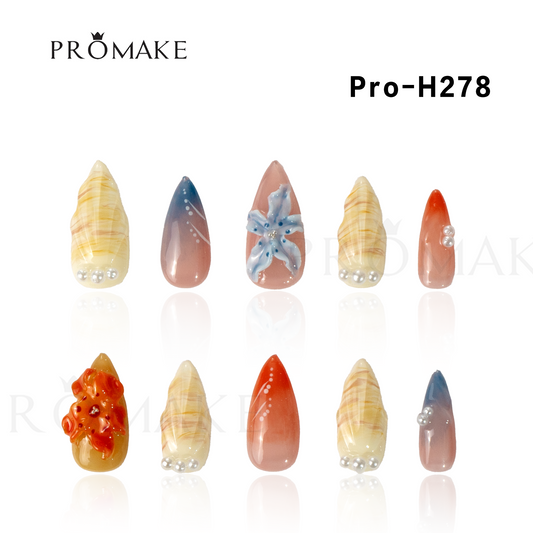 [New Arrival] Promake Luxury - Mid-Length H278 - Handmade Press On Nails 10PCS Reuseable Nails wtih Nail tools