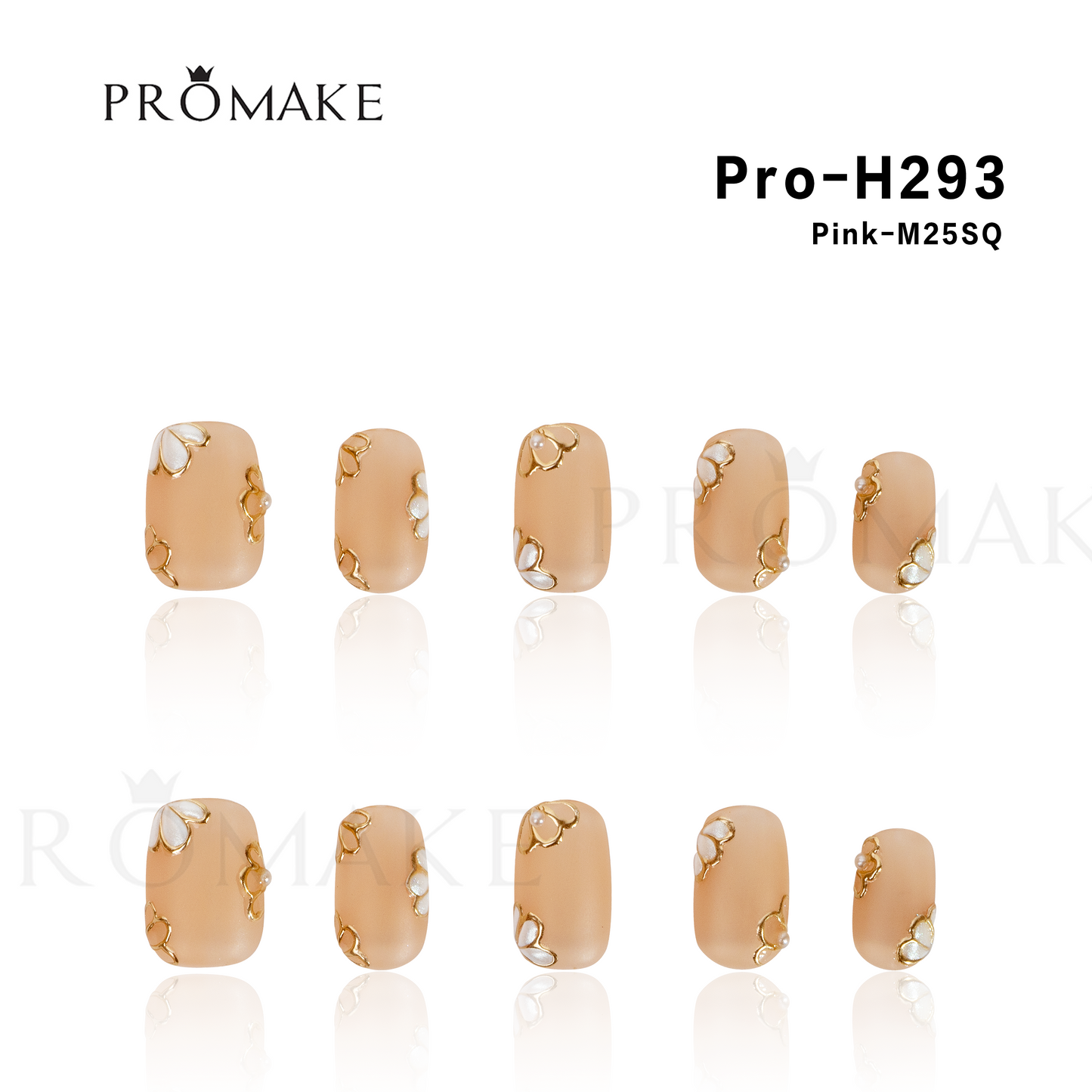 [New Arrival] Promake Luxury - Mid-Length H293Pink-H300 Handmade Press On Nails 10PCS Reuseable Nails wtih Nail tools