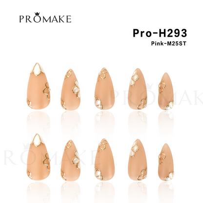 [New Arrival] Promake Luxury - Mid-Length H293Pink-H300 Handmade Press On Nails 10PCS Reuseable Nails wtih Nail tools