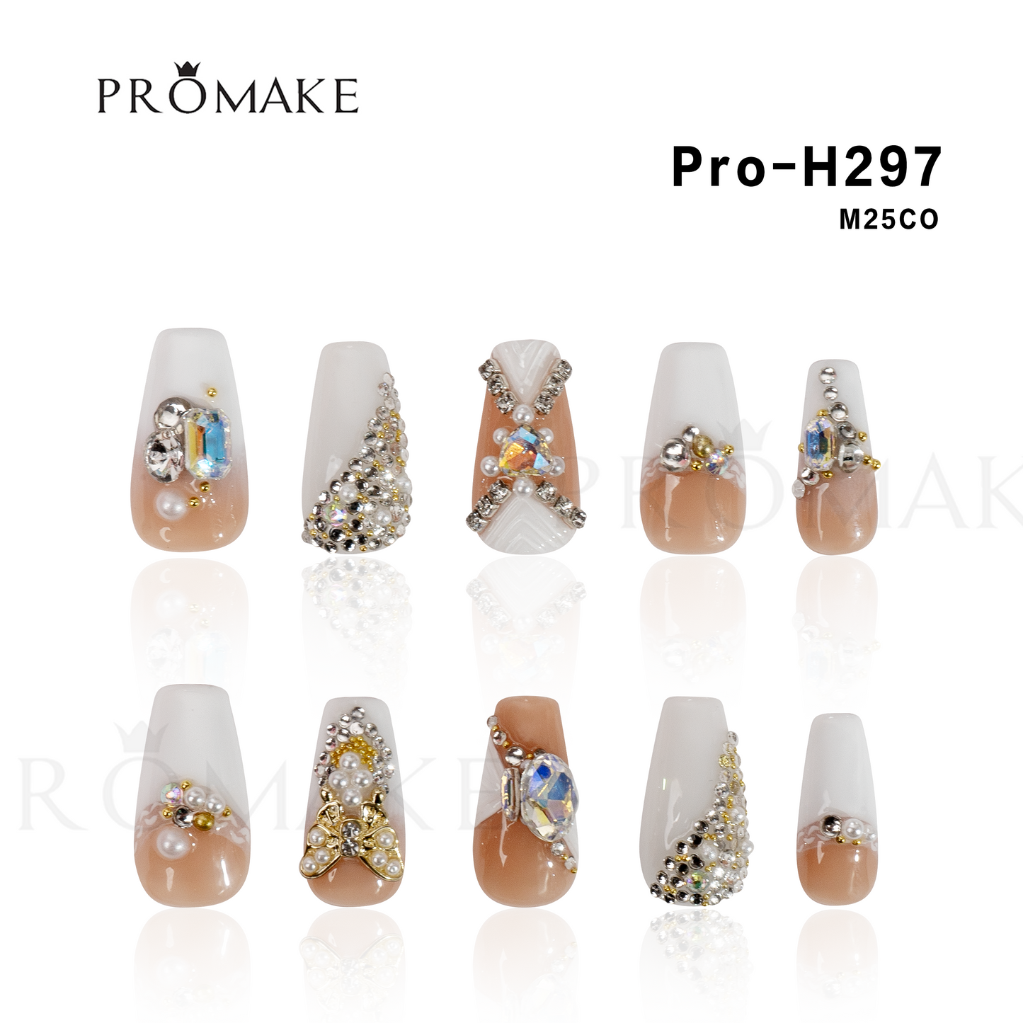 [New Arrival] Promake Luxury - Mid-Length H293Pink-H300 Handmade Press On Nails 10PCS Reuseable Nails wtih Nail tools