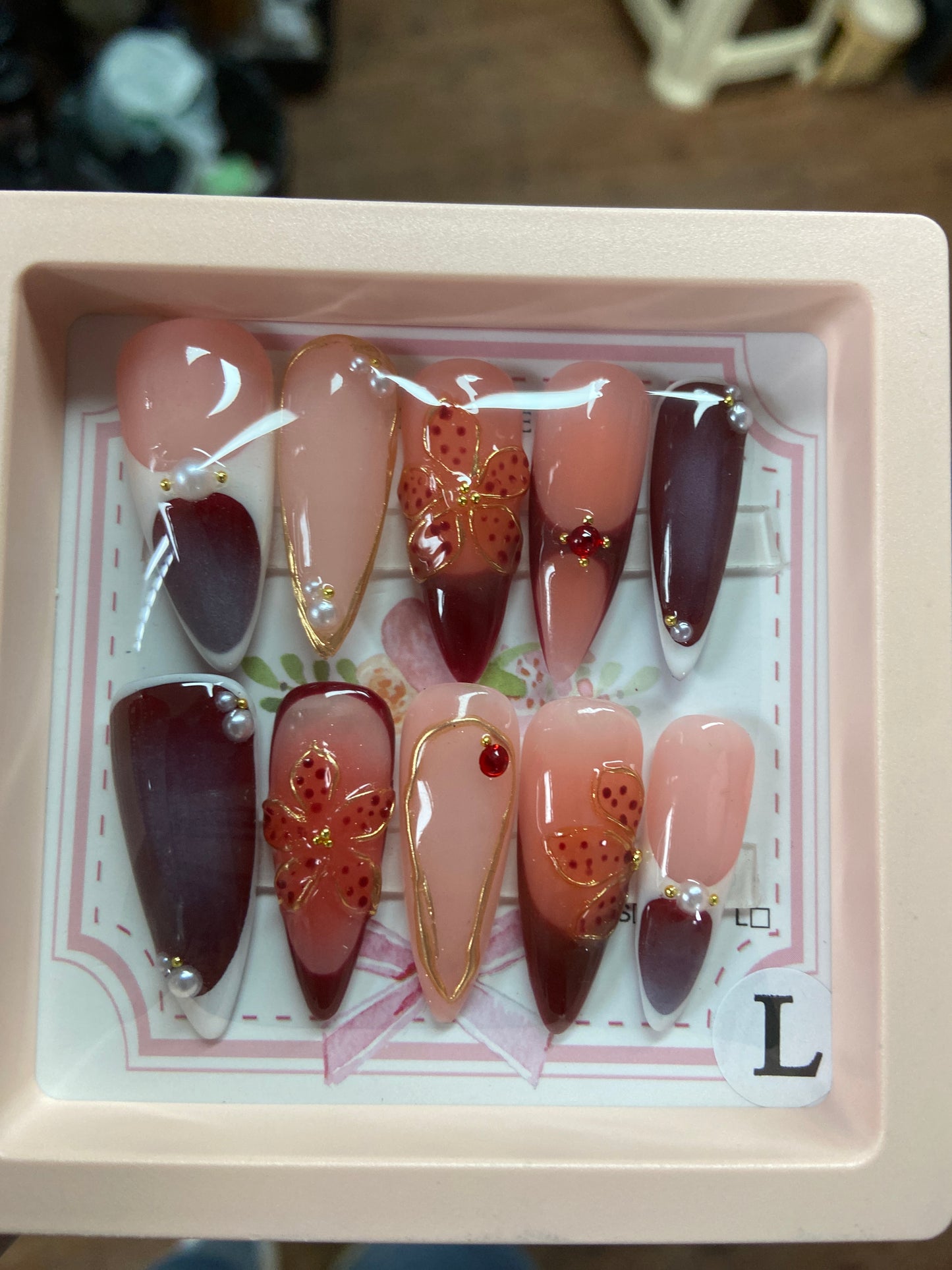 [New Arrival] Promake Luxury Carving Design-  H113 -H388 Handmade Press On Nails 10PCS Reuseable Nails wtih Nail tools