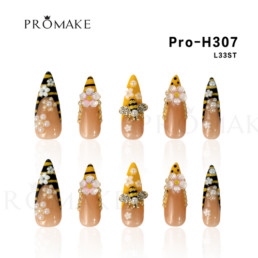 Promake Luxury - Long length - H307-H330 - Custom Handmade Press On Nails 10PCS Reuseable Nails wtih Nail tools