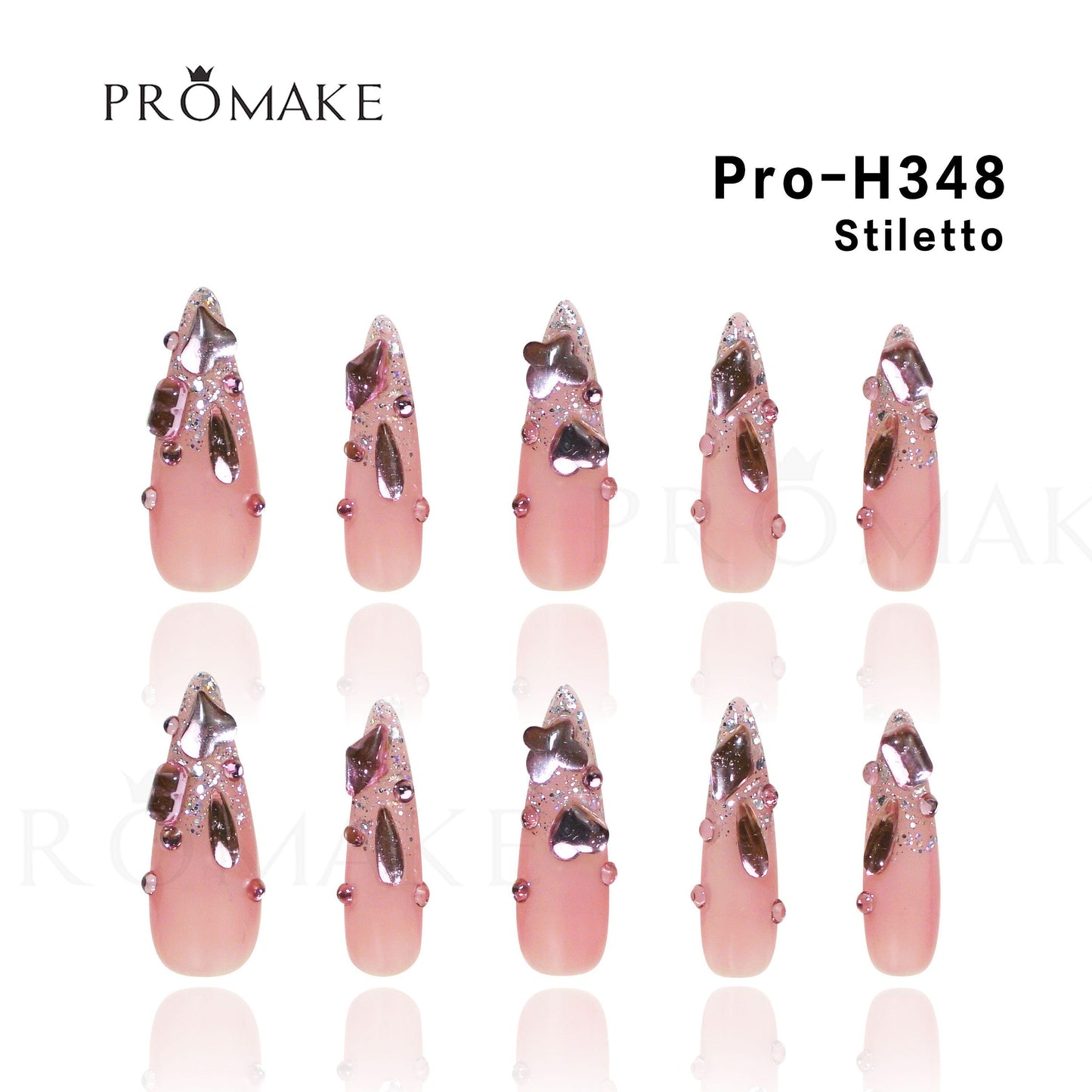 [New Arrival] Promake Luxury - Long length - H335-H350 - Custom Handmade Press On Nails 10PCS Reuseable Nails wtih Nail tools