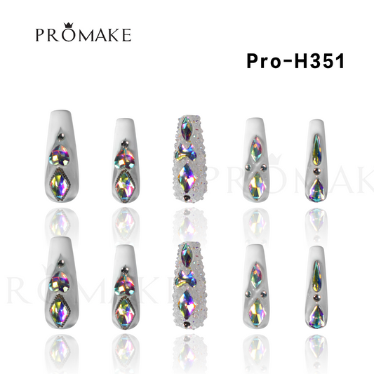 [New Arrival] Promake Luxury - Long length - H351-H371 - Custom Handmade Press On Nails 10PCS Reuseable Nails wtih Nail tools