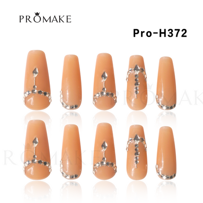 [New Arrival] Promake Luxury - Long length - H372-H386 - Custom Handmade Press On Nails 10PCS Reuseable Nails wtih Nail tools