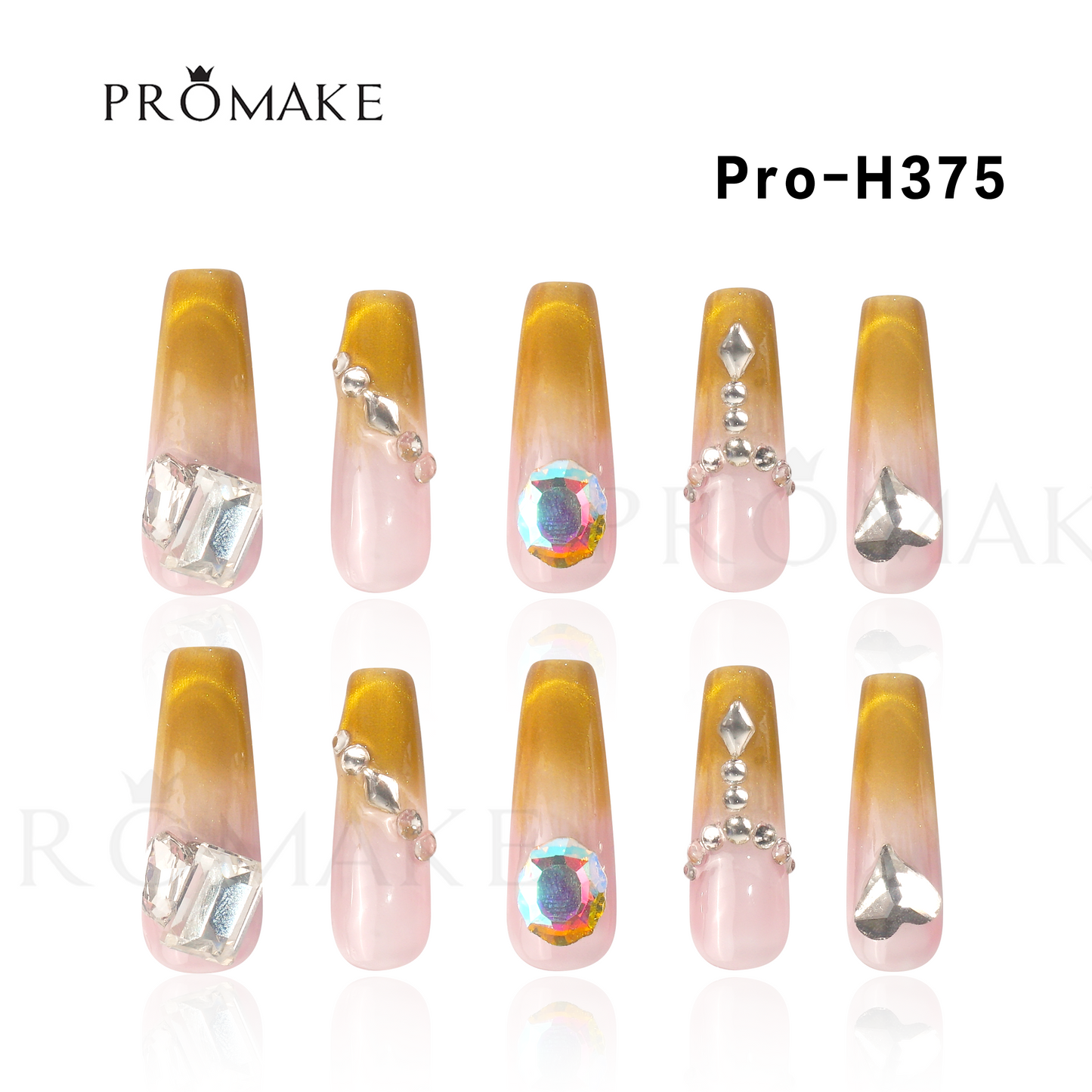 [New Arrival] Promake Luxury - Long length - H372-H386 - Custom Handmade Press On Nails 10PCS Reuseable Nails wtih Nail tools