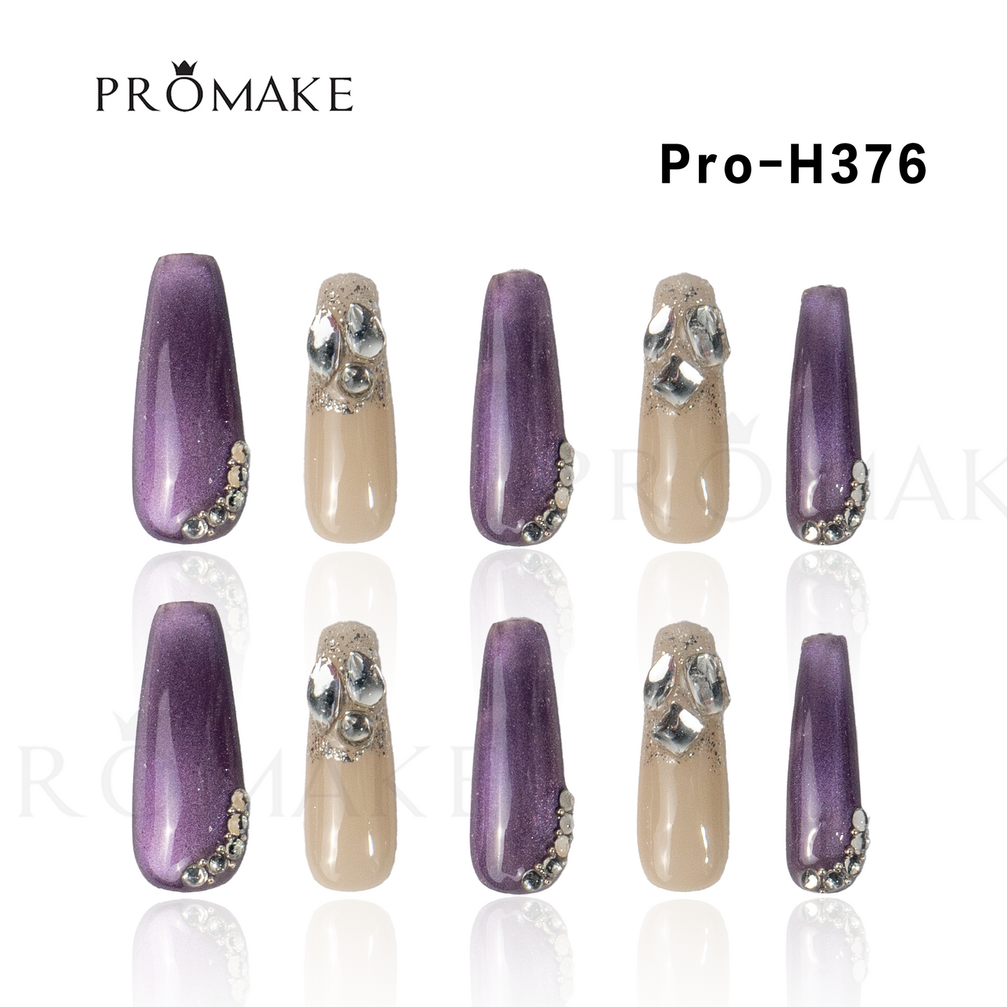 [New Arrival] Promake Luxury - Long length - H372-H386 - Custom Handmade Press On Nails 10PCS Reuseable Nails wtih Nail tools