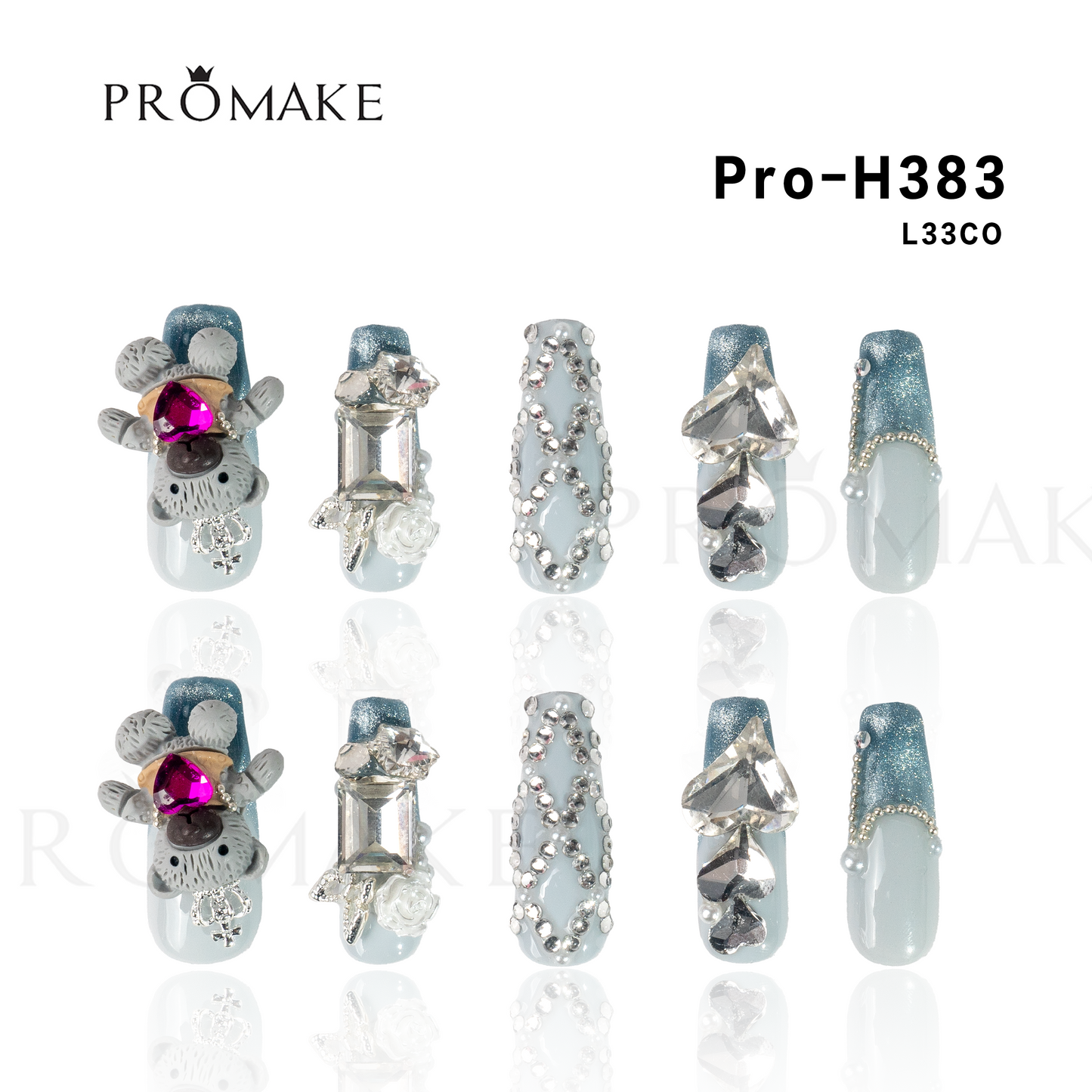 [New Arrival] Promake Luxury - Long length - H372-H386 - Custom Handmade Press On Nails 10PCS Reuseable Nails wtih Nail tools