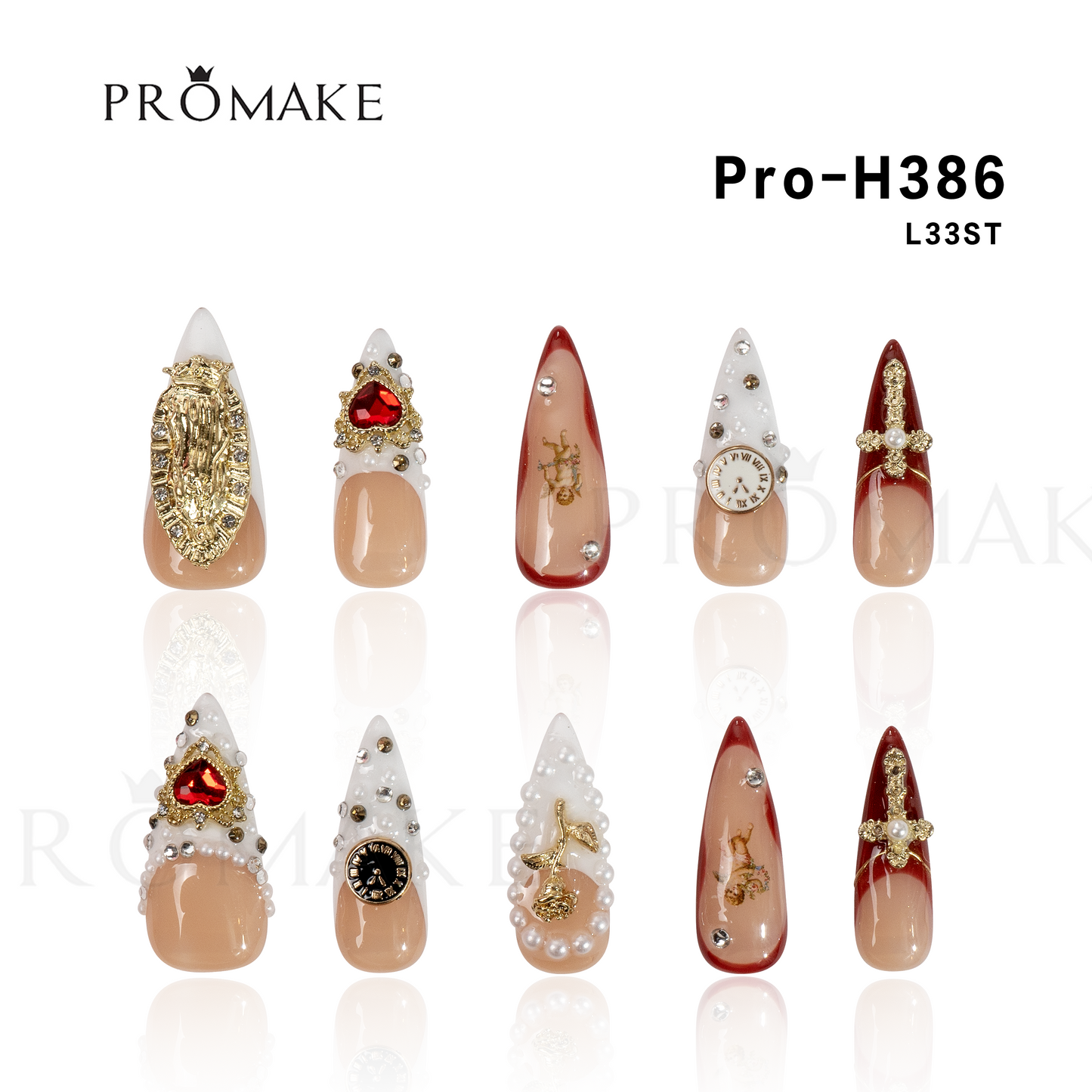 [New Arrival] Promake Luxury - Long length - H372-H386 - Custom Handmade Press On Nails 10PCS Reuseable Nails wtih Nail tools