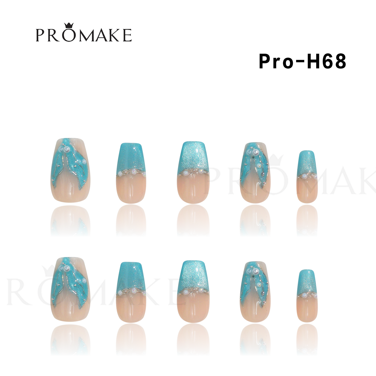 Promake Luxury - Short Length H61-H70 - Handmade Press On Nails Reusable 10PCS