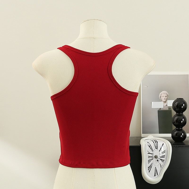 Summer Hot Girl Camisole Women's Fixed Coaster Anti-Exposure New Design Inner Wear Outer Wear Top Women's