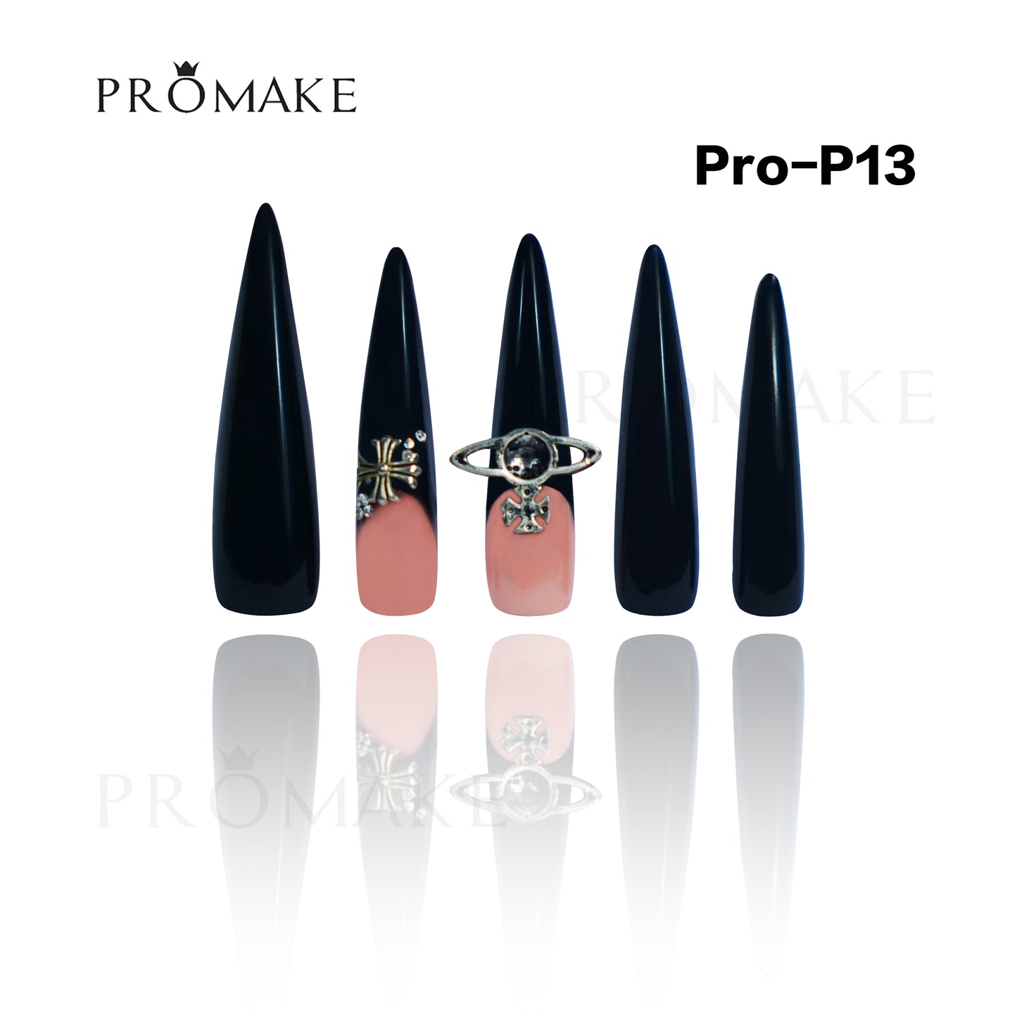 Promake Luxury  Handmade Press On Nails - P01-P17 - Nails length 55MM - Durable Reuseable Nails wtih Nail tools 10PCS XS-XL