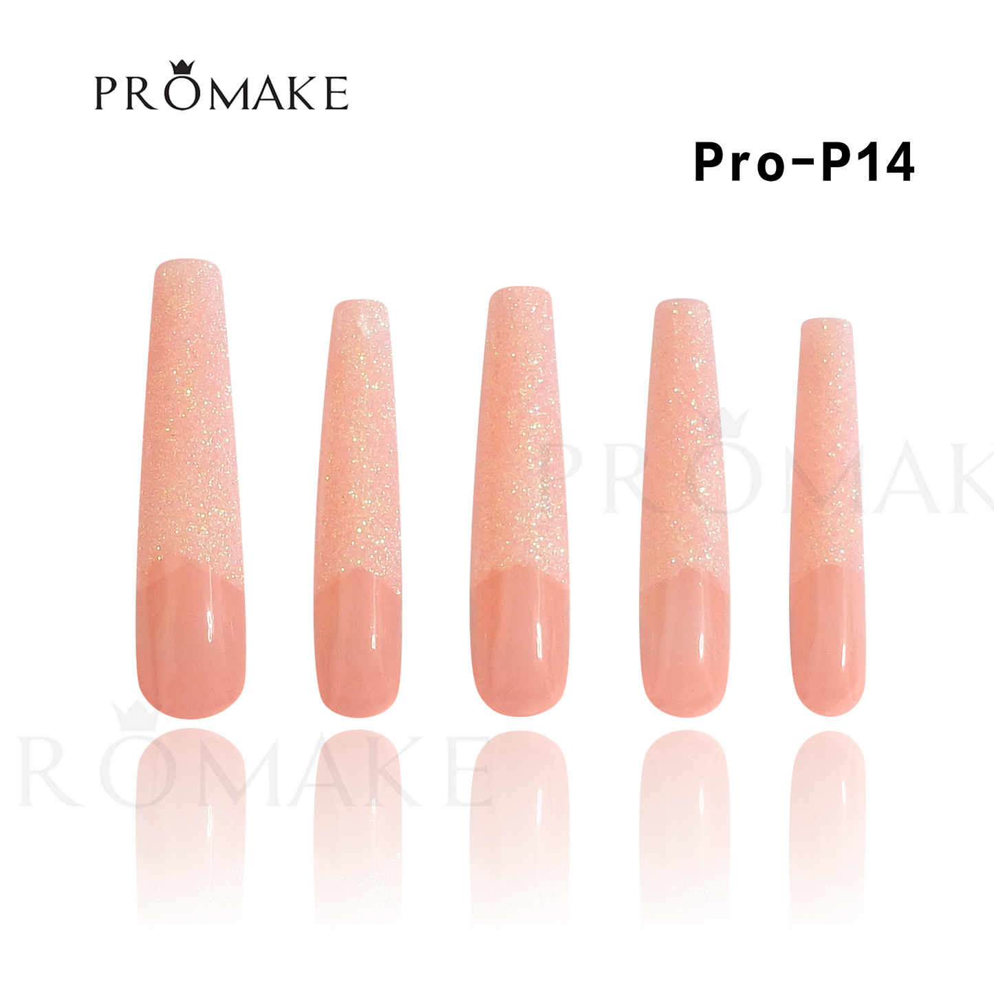Promake Luxury  Handmade Press On Nails - P01-P17 - Nails length 55MM - Durable Reuseable Nails wtih Nail tools 10PCS XS-XL