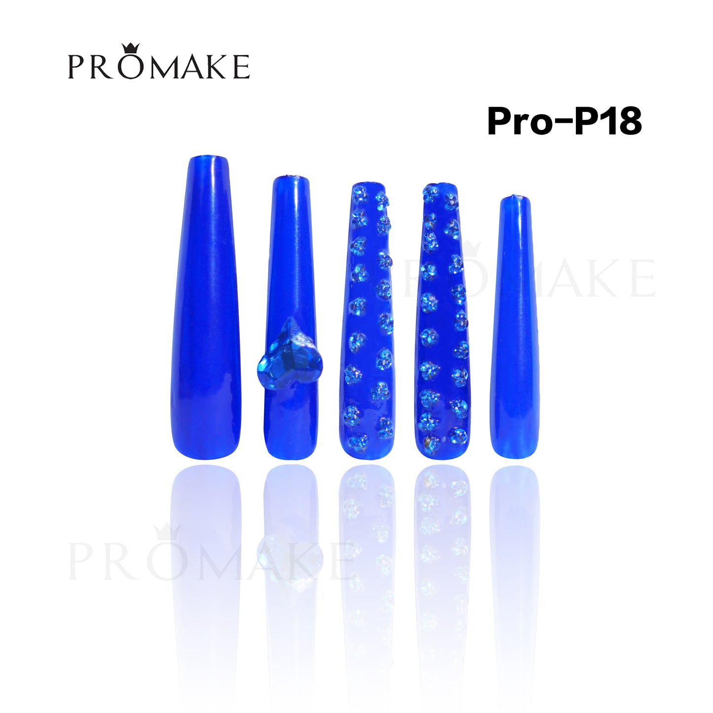 Promake Luxury  Handmade Press On Nails - P01-P17 - Nails length 55MM - Durable Reuseable Nails wtih Nail tools 10PCS XS-XL