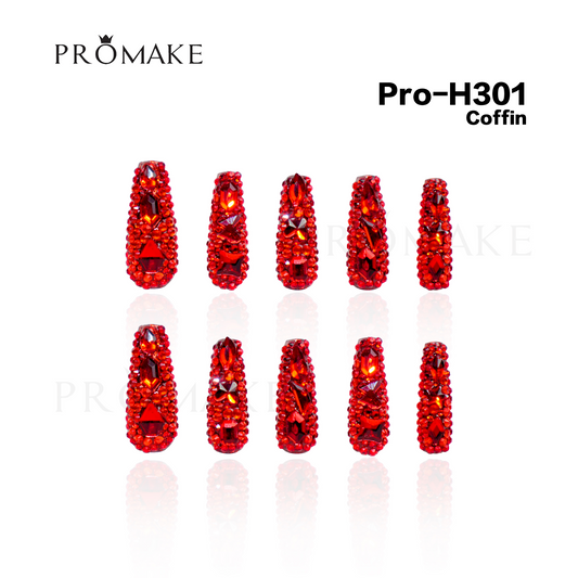 Promake Luxury - Long length - H301-H315 - Custom Handmade Press On Nails 10PCS Reuseable Nails wtih Nail tools