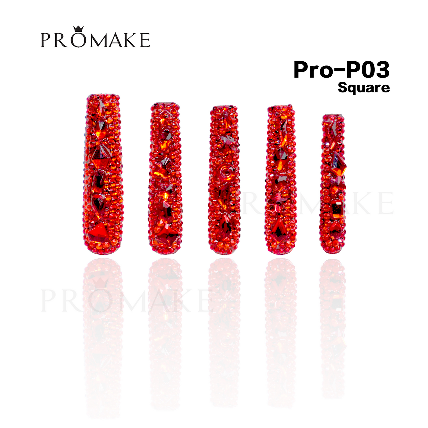 Promake Luxury  Handmade Press On Nails - P01-P17 - Nails length 55MM - Durable Reuseable Nails wtih Nail tools 10PCS XS-XL