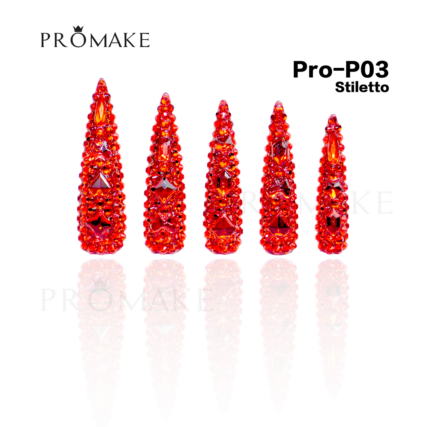 Promake Luxury  Handmade Press On Nails - P01-P17 - Nails length 55MM - Durable Reuseable Nails wtih Nail tools 10PCS XS-XL