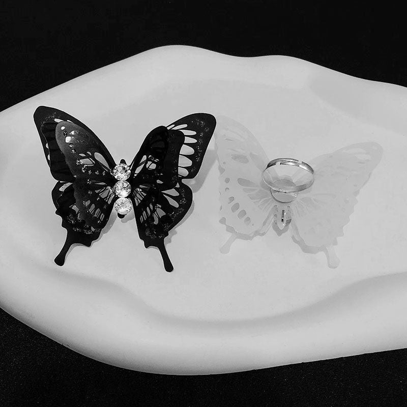 Promake® Wholesale | Pure Desire Style Dark Butterfly Ring | Multi-Layer | Adjustable | Hot Girl | Internet Celebrity | Ins | Trendy Cool Ring Ornament