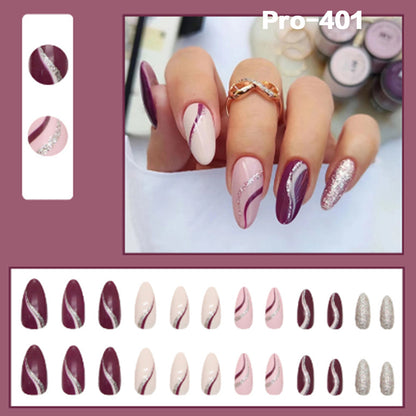 [Buy 6 Get 2]Promakepro Mid-Length 401-500 Press On Nails 24PCS/Sets Unique Design High Quality Reusable