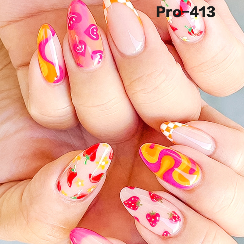 [Buy 6 Get 2]Promakepro Mid-Length 401-500 Press On Nails 24PCS/Sets Unique Design High Quality Reusable