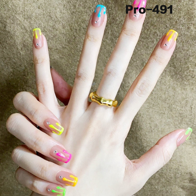 [Buy 6 Get 2]Promakepro Mid-Length 401-500 Press On Nails 24PCS/Sets Unique Design High Quality Reusable
