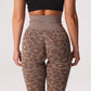 Promakepro Popular Snowflake Leopard Print Cropped Pants Leopard Jacquard Seamless Animal Pattern Yoga Trousers