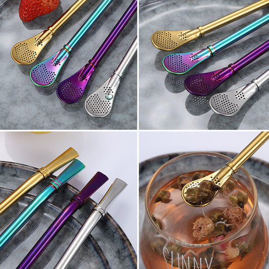 Promake® Factory Wholesale | Creative 304 Stainless Steel Filter Straw Spoon