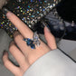 Promake® Dark Blue Diamond Butterfly Ring