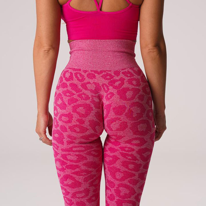 Promakepro Popular Snowflake Leopard Print Cropped Pants Leopard Jacquard Seamless Animal Pattern Yoga Trousers